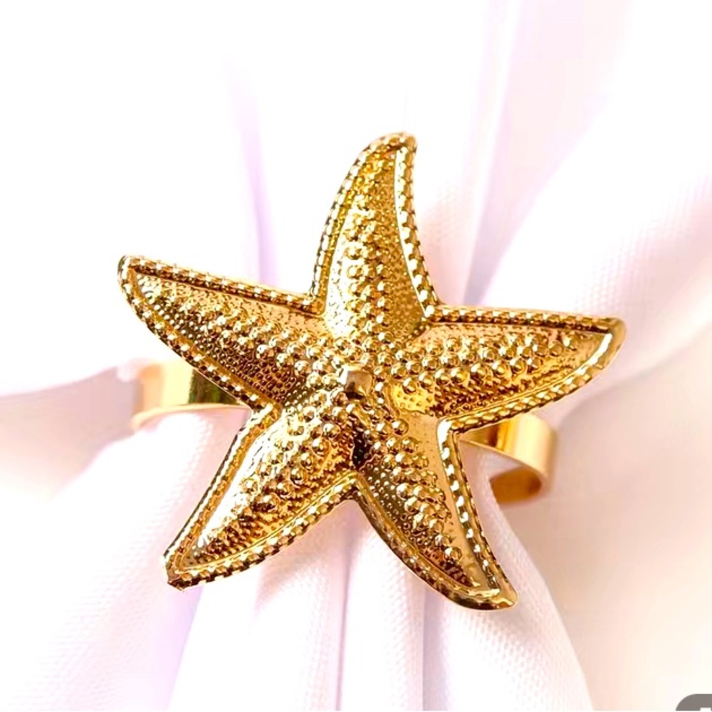 24 Golden Marine Life Starfish Napkin Ring